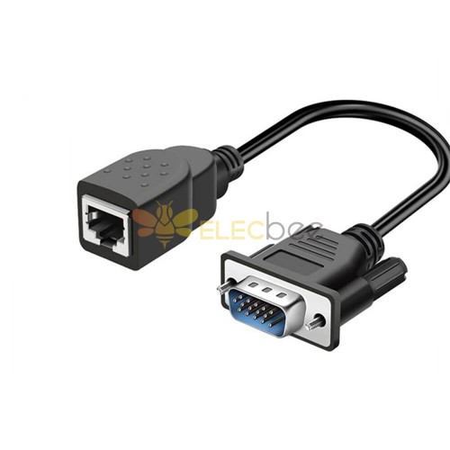 VGA 15 Pin Male To Cat5 Cat6 RJ45 male Network Cable Extender Connector Adapter