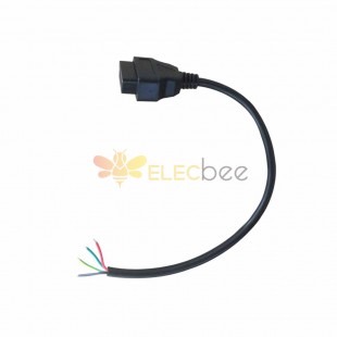 0.3 Meter 4-Core 18AWG OBD Female Open End Cable Car Computer Diagnostic Connector Line