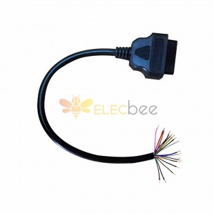 0.3 Meter OBD2 Female Open End Cable for Various Automotive Diagnostic Instruments 16-Pin Circular