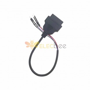 30CM OBD Female Plug with Open Four Core 22AWG Cable and OBD Male End Terminal