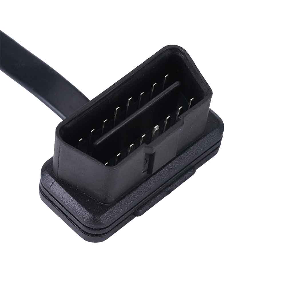 30CM OBD2 Bent Male to R/A Female 16-Pin Extension Cable with Switch ELM327 Bluetooth GPS