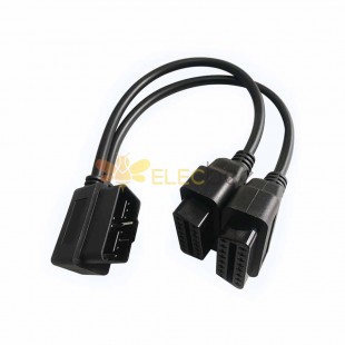 OBD2 Right Angle Male to Dual Female Car Diagnostic Extension Cable  OBD2 Connectors Cable Adapter 20CM