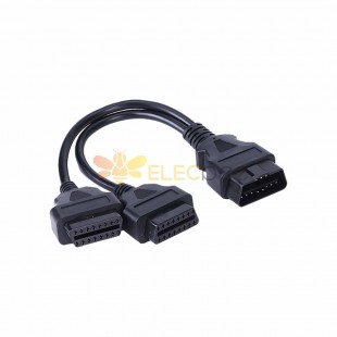OBD2 Splitter Cable Male to 1 Female Splitter Extension 16 Pin PVC Cable 30CM