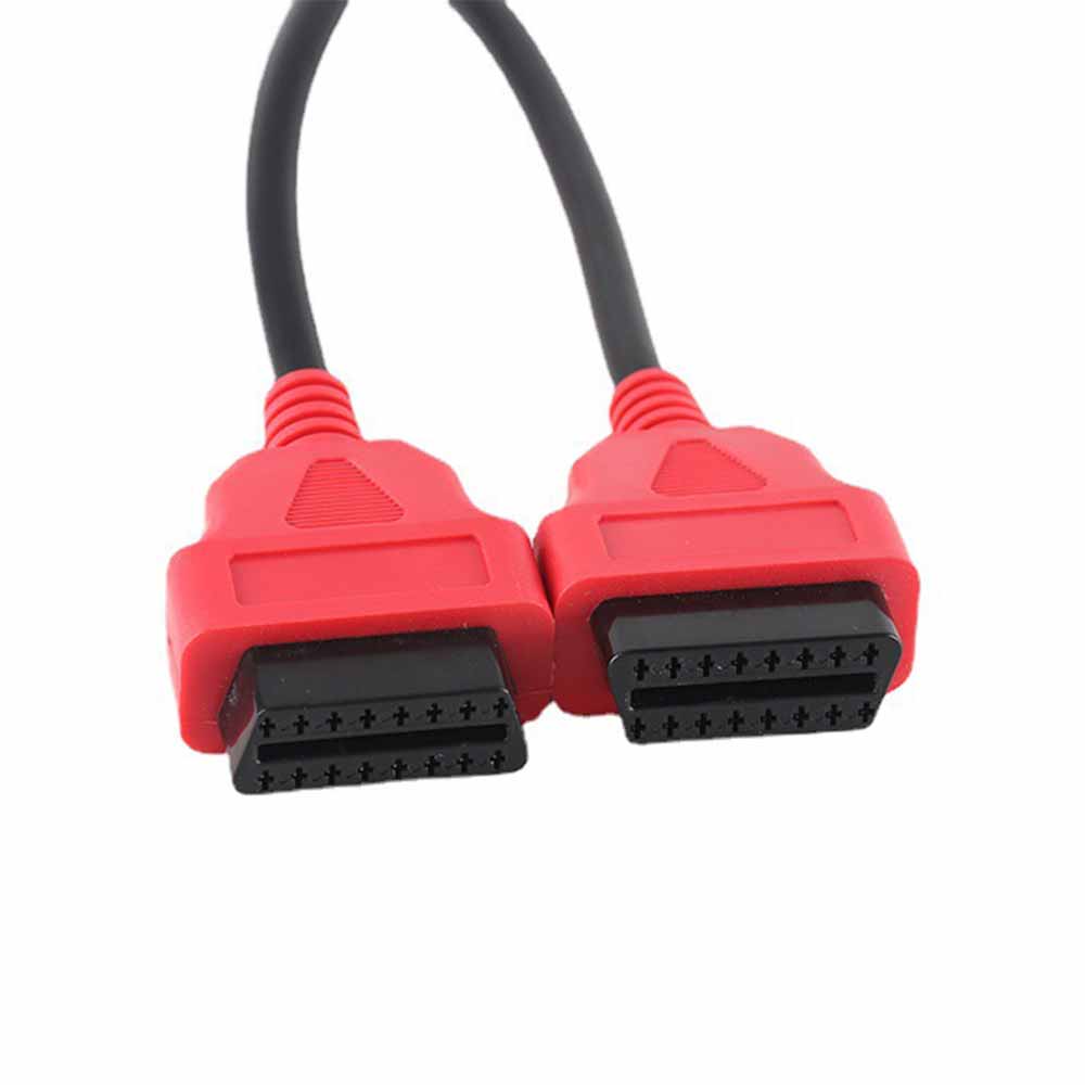 Red OBD2 Splitter Cable 1 Male to 2 Female 16-Core Full-Pass OBD2 Extension 20CM