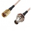 BNC 母头（前螺母）转 SMB 母头尾纤电缆 RG316 20cm
