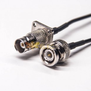 BNC Flange Connector Straight Female to BNC Male RG174 Cable 10cm