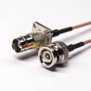 BNC Erkek - BNC Kadın Uzatma Kablosu 4 Delikli Flanş Panel Montaj RG316 Kablo