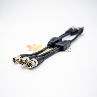 Video BNC Cable One Female to Two Male BNC RG174 Cable Assembly 20CM