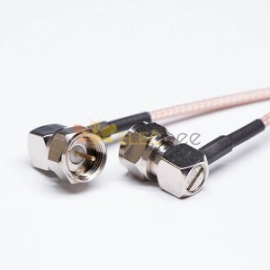 75Ω射频同轴电缆线材棕色RG179两头焊直角F头公头 20Pcs