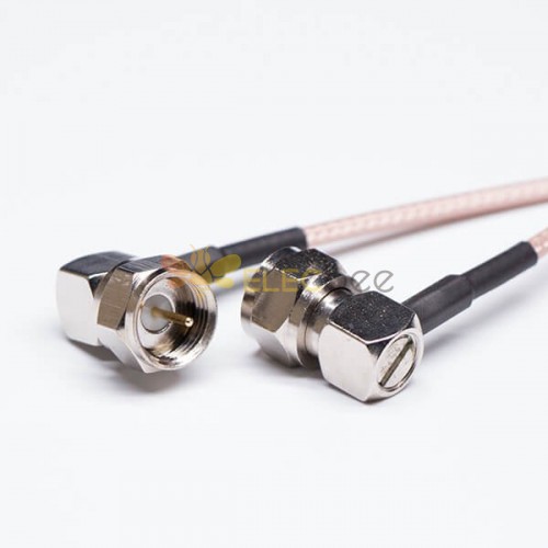 20 piezas Cable aéreo Coaxial tipo F soldadura de 90 grados a Cable marrón de 75 ohmios RG179