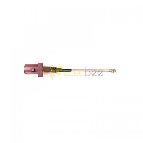Brown FAKRA F Straight Male Threaded to IPX IPEX Vehicle Extension Cable Assembly RG178 50cm