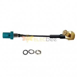 Cable Assembly Z Waterblue Threaded Straight Male to MCX Male Plug Right Angle Vehicle Extension 10cm 1.13 Cable