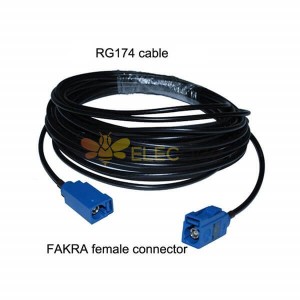 Fakra连接器生产厂家专供法卡C型母头接RG174线线长1M