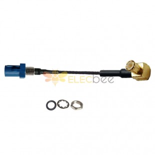 FAKRA Cable Assembly Fakra C Blue Straight Male to MCX Male Plug Right Angle Vehicle Extension 10cm 1.13 Cable