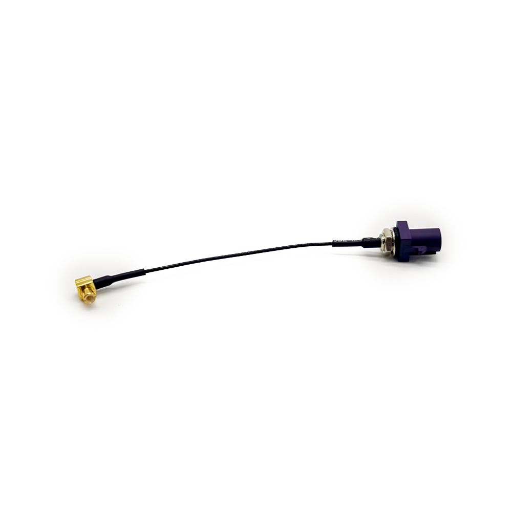 FAKRA Kabelkonfektion Fakra D gerader Stecker mit Gewinde auf MCX-Stecker rechtwinklige Fahrzeugverlängerung 10 cm 1,13 Kabel