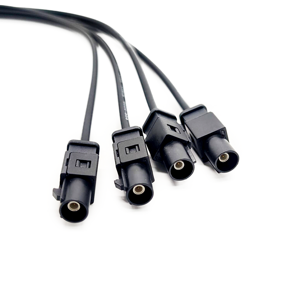 Fakra Connector Four Ports A Type Male To Mini Fakra Z Type Female Cable 20cm Compatible with Rosenberger AMK12D-102Z5-Y 