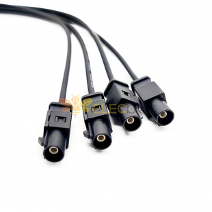 Fakra Konnektör Dört Bağlantı Noktalı A Tipi Erkek - Mini Fakra Z Tipi Dişi Düz Montaj Kablosu