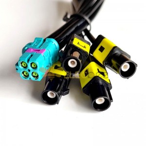 Conjunto de cable Fakra Mini Fakra Z Tipo hembra a cuatro puertos Fakra A Tipo Cable recto macho Compatible con TE 2298721-9