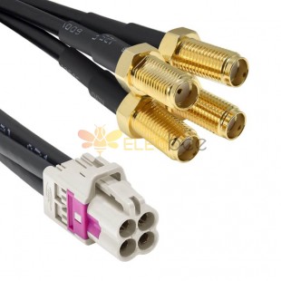 Mini Fakra A Type Jack 4 en 1 B Code vers SMA Plug Femelle 4 Ports Véhicule Voiture Extension Câble Assemblage