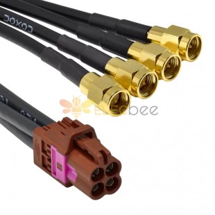 Mini Fakra A Type Jack 4 in 1 Brown F Code to SMA Plug Male 4 Ports Universal Vehicle Car Coaxial Cable الجمعية تخصيص