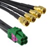 Mini Fakra A Type Jack 4 in 1 Green E Code to SMA Plug Male 4 Ports Universal Vehicle Car Coaxial Cable Assembly Customize