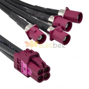 Mini Fakra A Type Jack 4 en 1 vers Fakra Plug 4 Ports D Code Cable Assembly Personnaliser