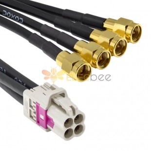 Mini Fakra A Type Jack 4 in 1 White B Code to SMA Plug Male 4 Ports Universal Vehicle Car Coaxial Cable Assembly تخصيص