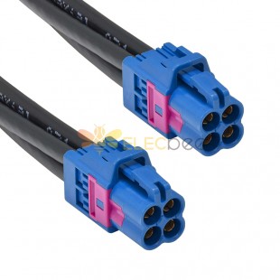 Mini Fakra A Type Jack C Code Four Ports Female Fakra Connector Coaxial Cable Assembly Customize 50cm TE Connectivity