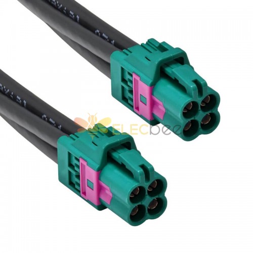 Mini Fakra A Type Jack Z Code Water Blue Four Ports Female Fakra Connector Coaxial Cable Assembly Customize