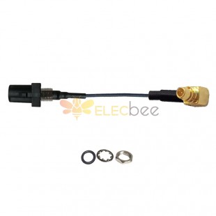 Threaded Fakra A Black Straight Plug Male to MMCX Male R/A Vehicle Connection Extension Cable Assembly 1.13 Cable