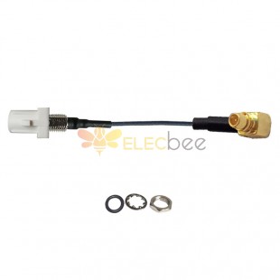 Fiche droite blanche Fakra B filetée mâle vers MMCX mâle R/A câble d'extension de connexion de véhicule assemblage 1.13 câble
