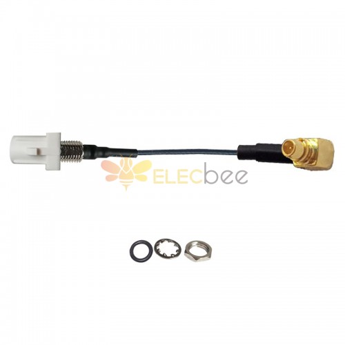 Threaded Fakra B White Straight Plug Male to MMCX Male R/A Vehicle Connection Extension Cable Assembly 1.13 Cable