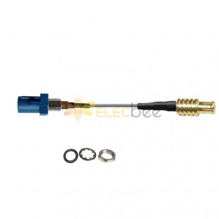Fakra C blauer gerader Stecker mit Gewinde auf MCX-Stecker Fahrzeugverlängerungskabelbaugruppe RG113-Kabel 10 cm