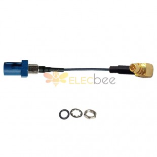 Threaded Fakra C Blue Straight Plug Male to MMCX Male R/A Vehicle Connection Extension Cable Assembly 1.13 Cable