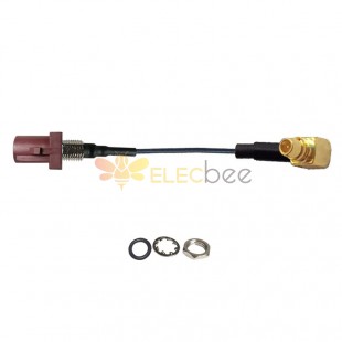 Threaded Fakra F Brown Straight Plug Male to MMCX Male R/A Vehicle Connection Extension Cable Assembly 1.13 Cable