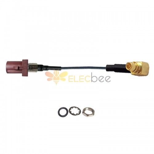 Enchufe recto marrón Fakra F roscado macho a MMCX macho R/A montaje de Cable de extensión de conexión de vehículo 1,13 Cable