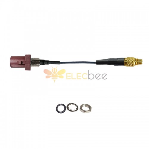 Threaded Fakra F Brown Straight Plug Male to MMCX Male Vehicle Connection Extension Cable Assembly 1.13 Cable