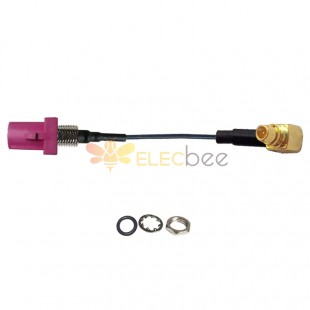 Threaded Fakra H Code Straight Plug Male to MMCX Male R/A Vehicle Connection Extension Cable Assembly 1.13 Cable