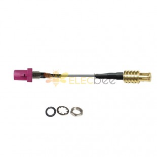 Threaded Fakra H Pink Straight Male to MCX Male Plug Vehicle Extension Cable Assembly RG113 Cable 10cm