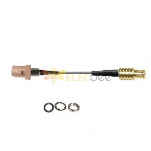 Threaded Fakra I Beige Straight Male to MCX Male Plug Vehicle Extension Cable Assembly RG113 Cable 10cm