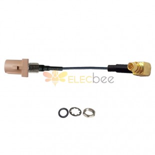 Threaded Fakra I Beige Straight Plug Male to MMCX Male R/A Vehicle Connection Extension Cable Assembly 1.13 Cable