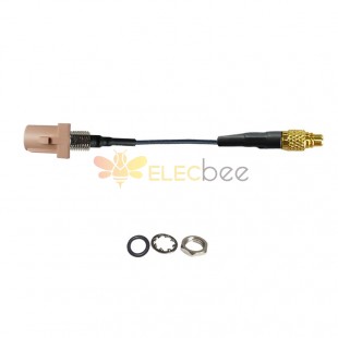 Threaded Fakra I Beige Straight Plug Male to MMCX Male Vehicle Connection Extension Cable Assembly 1.13 Cable