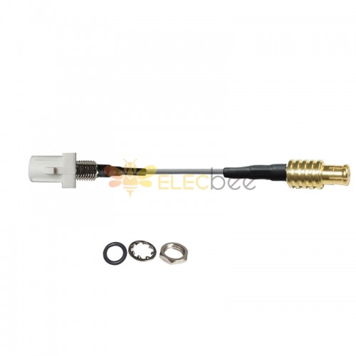 Threaded Fakra White B Straight Male to MCX Male Plug Vehicle Extension Cable Assembly RG113 Cable 10cm