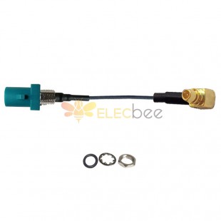 Threaded Fakra Z Waterblue Straight Plug Male to MMCX Male R/A Vehicle Connection Extension Cable Assembly 1.13 Cable