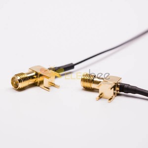 20 piezas RP SMA hembra a Ipex Cable adaptador conector de montaje en PCB de crimpado de 90 grados