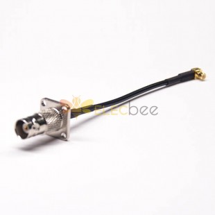 Cable BNC 4Holes Flange Straight Female 50Ohm to MCX Right Angled with RG174