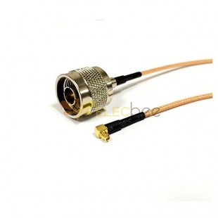 20 piezas Cable RF 50 Ohm 50 CM con enchufe tipo N a MMCX macho en ángulo recto