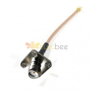 SMA Female 4 Hole Flange Nickel to IPEX-1 with RG178 RF Cable Assembly