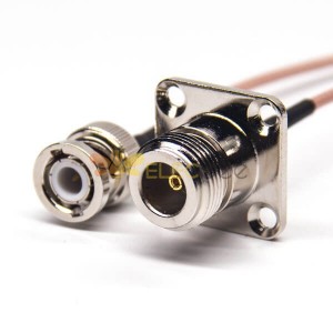 Connecteur BNC pour câble coaxial straight Male to 4 Hole Flange Female RG178 Cable