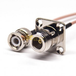 Conector BNC para cable coaxial macho recto a 4 agujeros brida hembra RG178 Cable